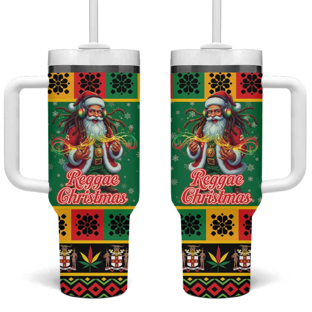 Jamaica Christmas Tumbler With Handle Reggae Santa with Dreadlocks Design - Wonder Print Shop