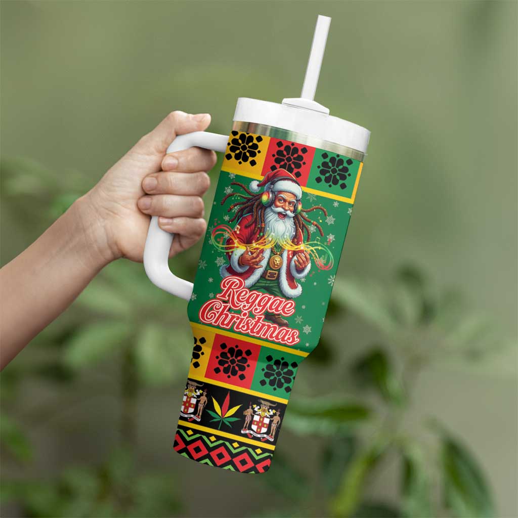 Jamaica Christmas Tumbler With Handle Reggae Santa with Dreadlocks Design - Wonder Print Shop