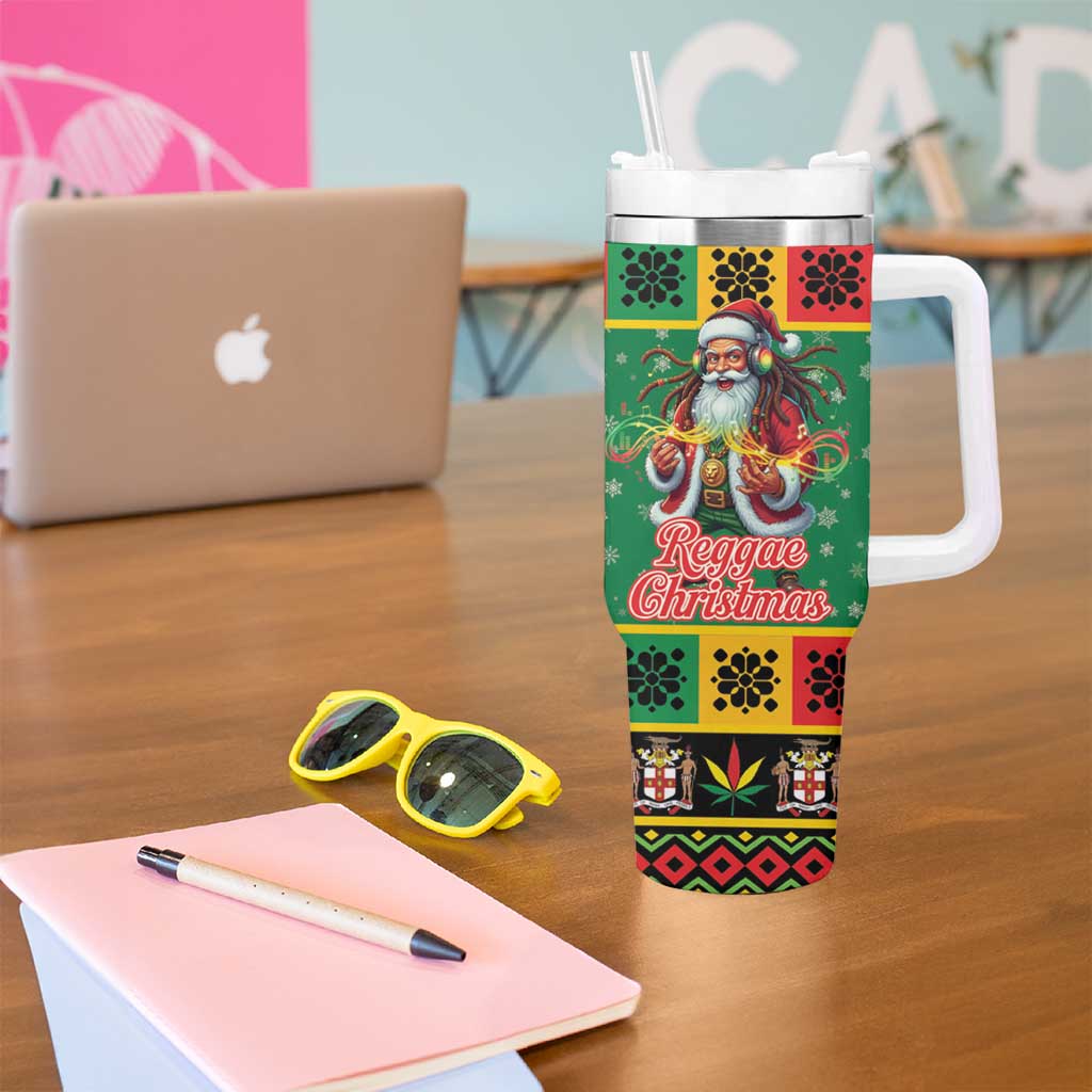 Jamaica Christmas Tumbler With Handle Reggae Santa with Dreadlocks Design - Wonder Print Shop