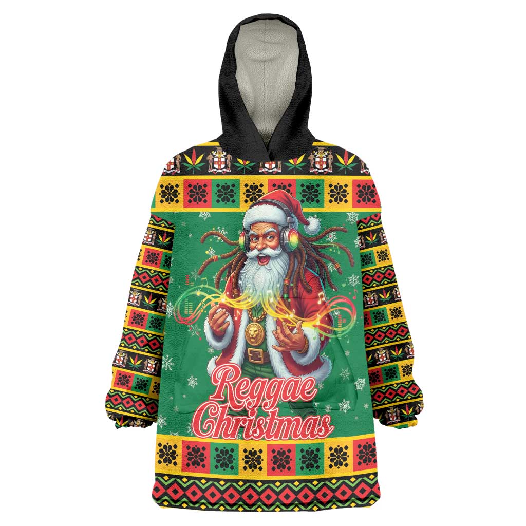Jamaica Christmas Wearable Blanket Hoodie Reggae Santa with Dreadlocks Design - Wonder Print Shop