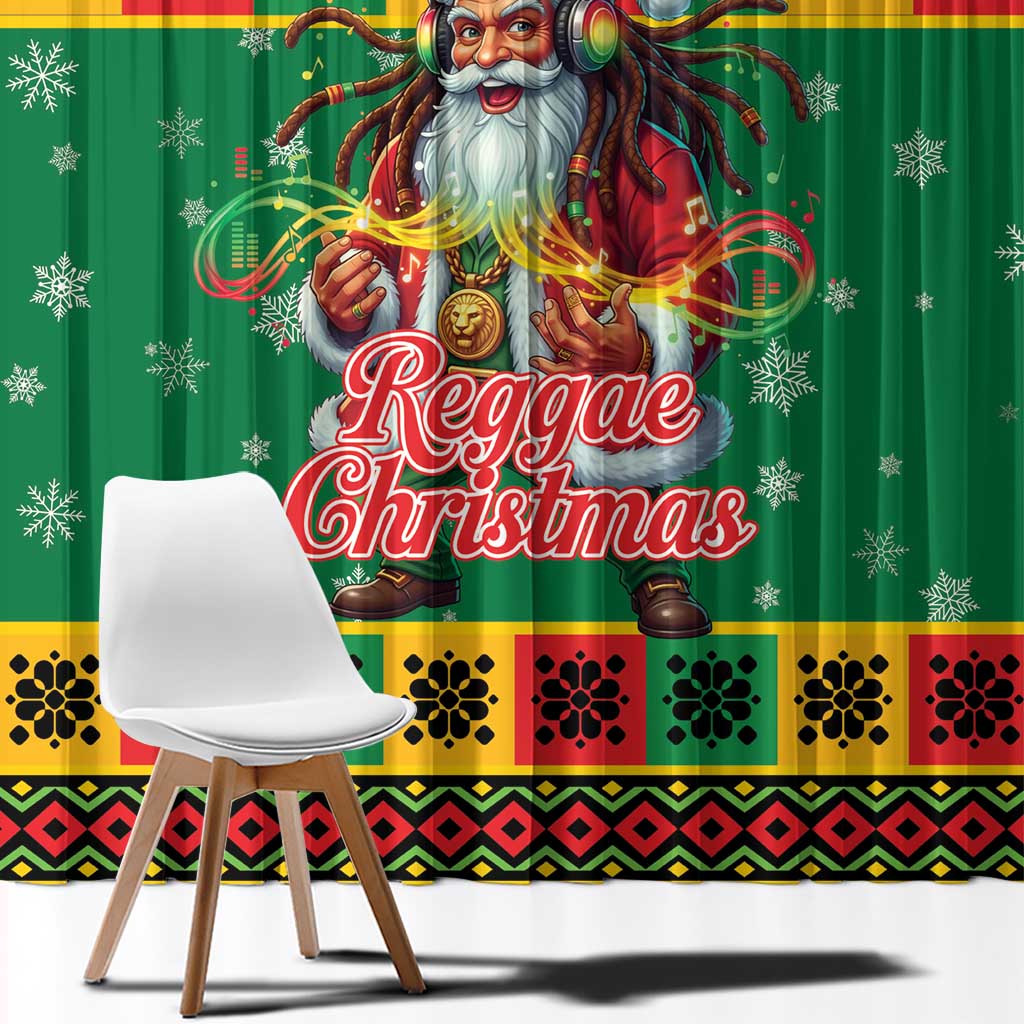 Jamaica Christmas Window Curtain Reggae Santa with Dreadlocks Design - Wonder Print Shop