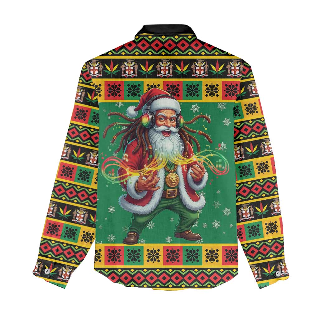 Jamaica Christmas Women Casual Shirt Reggae Santa with Dreadlocks Design - Wonder Print Shop