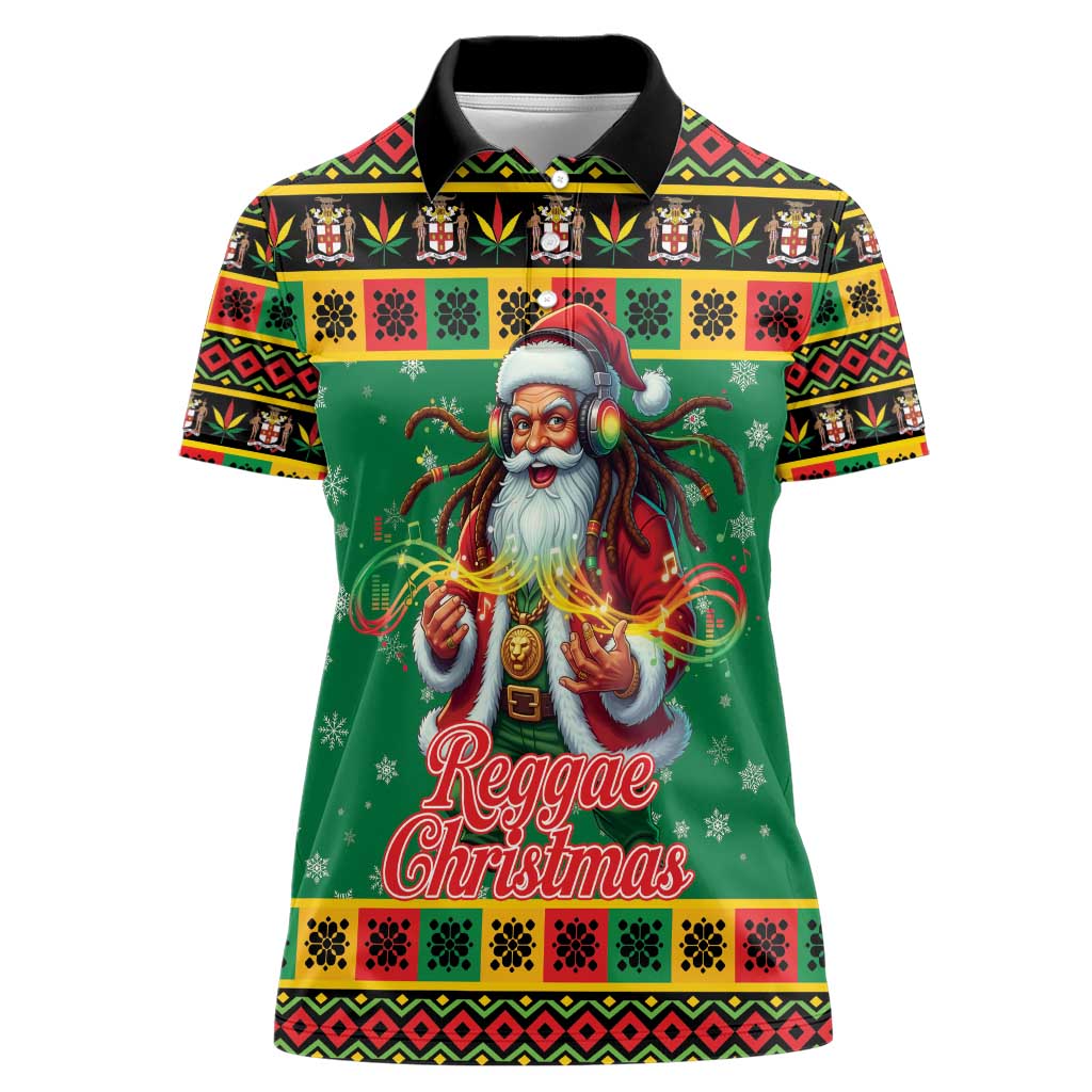 Jamaica Christmas Women Polo Shirt Reggae Santa with Dreadlocks Design - Wonder Print Shop