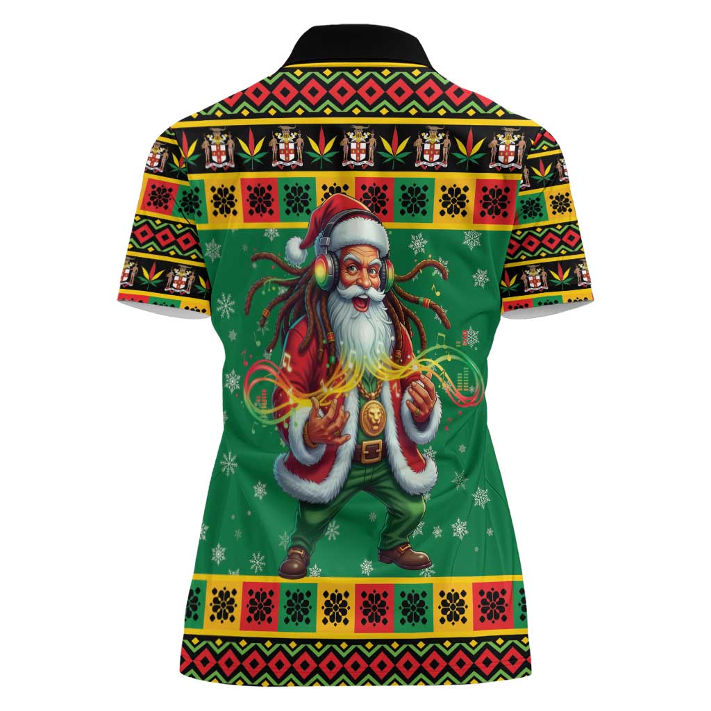 Jamaica Christmas Women Polo Shirt Reggae Santa with Dreadlocks Design - Wonder Print Shop
