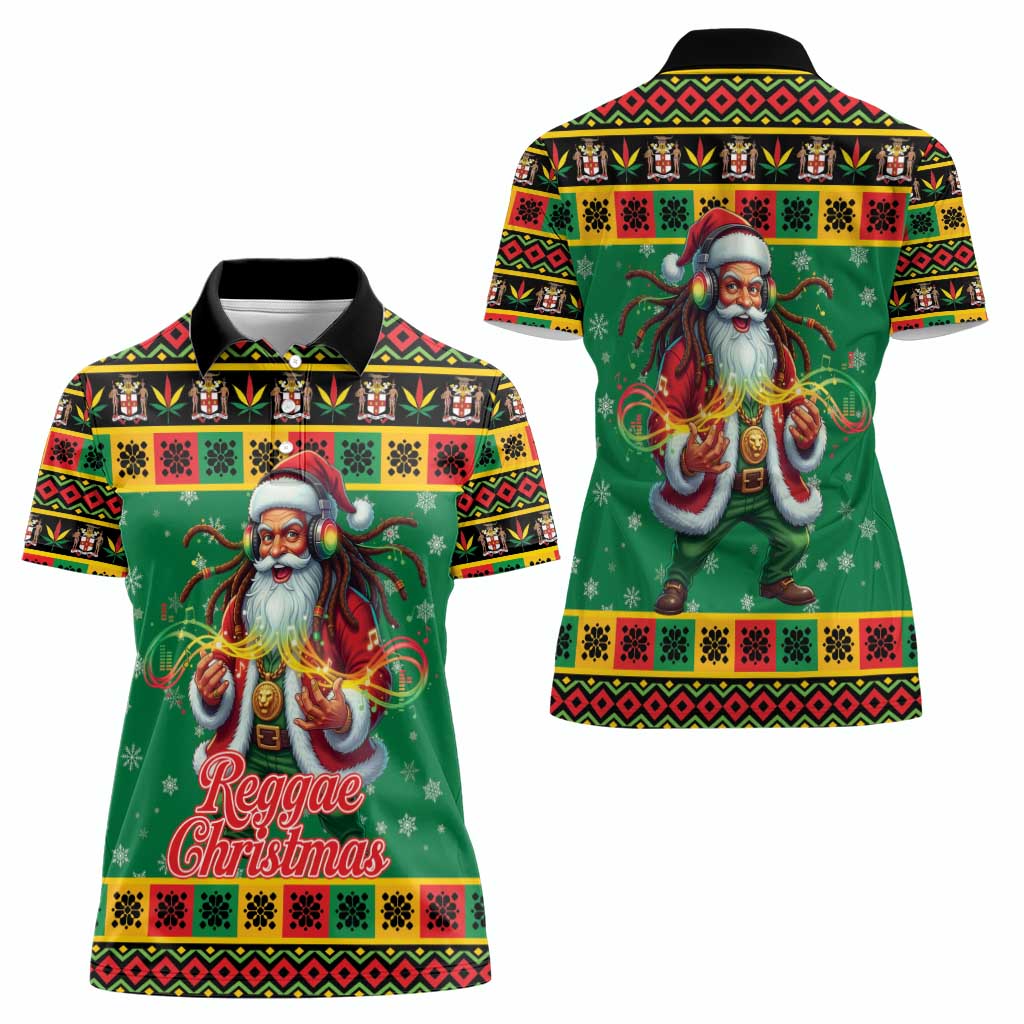 Jamaica Christmas Women Polo Shirt Reggae Santa with Dreadlocks Design - Wonder Print Shop