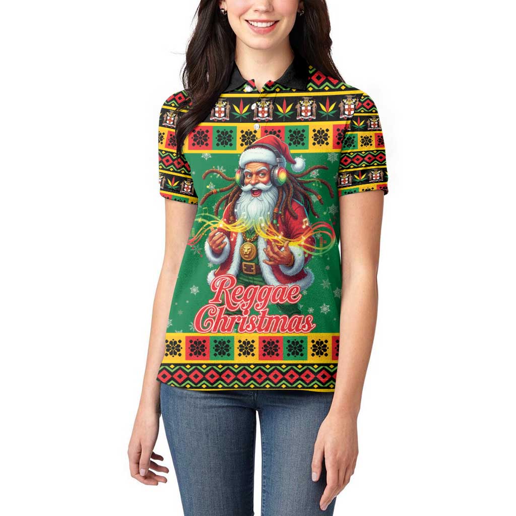 Jamaica Christmas Women Polo Shirt Reggae Santa with Dreadlocks Design - Wonder Print Shop