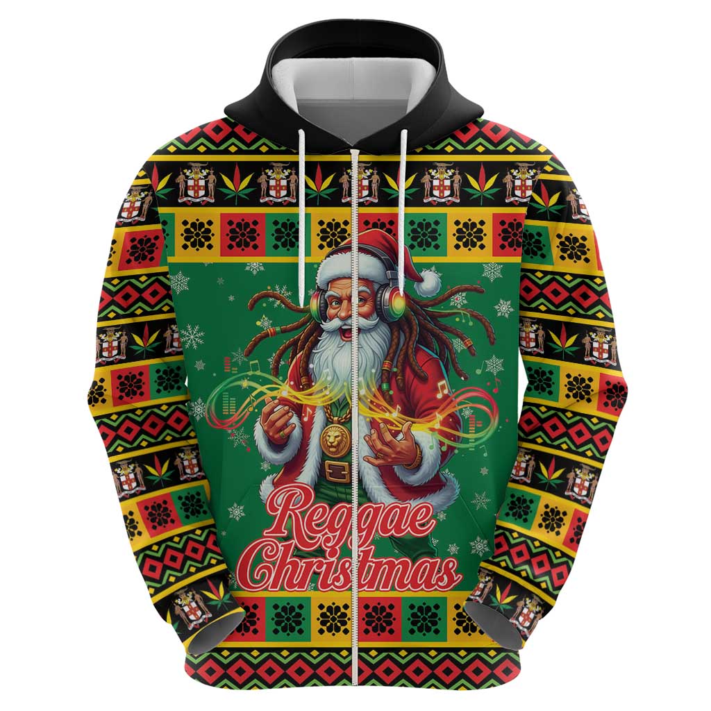 Jamaica Christmas Zip Hoodie Reggae Santa with Dreadlocks Design - Wonder Print Shop