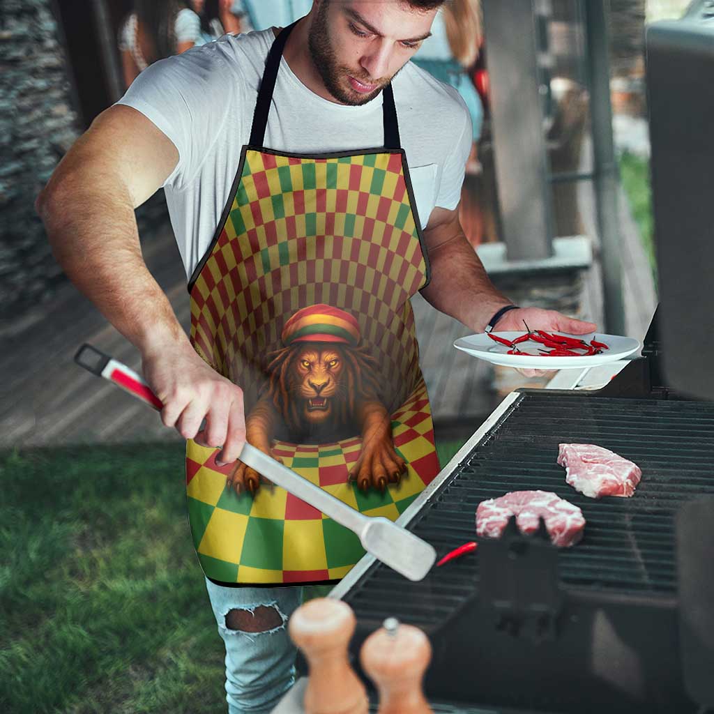 Jamaica Reggae Lion Apron Reggae Optical 3D Illusion - Wonder Print Shop