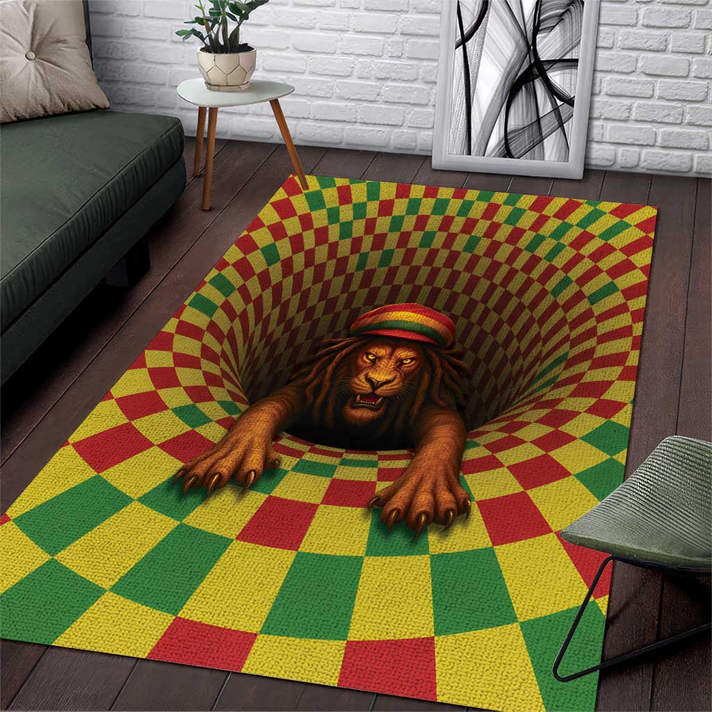 Jamaica Reggae Lion Area Rug Reggae Optical 3D Illusion - Wonder Print Shop