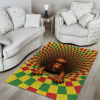 Jamaica Reggae Lion Area Rug Reggae Optical 3D Illusion - Wonder Print Shop
