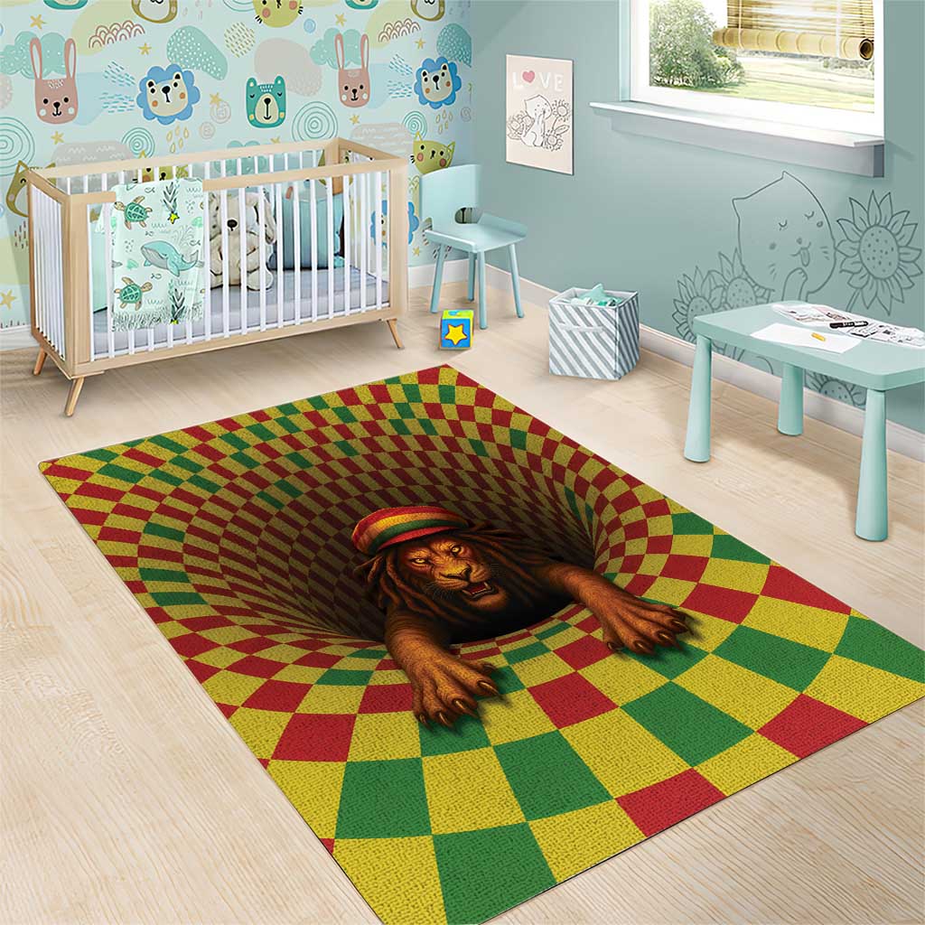 Jamaica Reggae Lion Area Rug Reggae Optical 3D Illusion - Wonder Print Shop