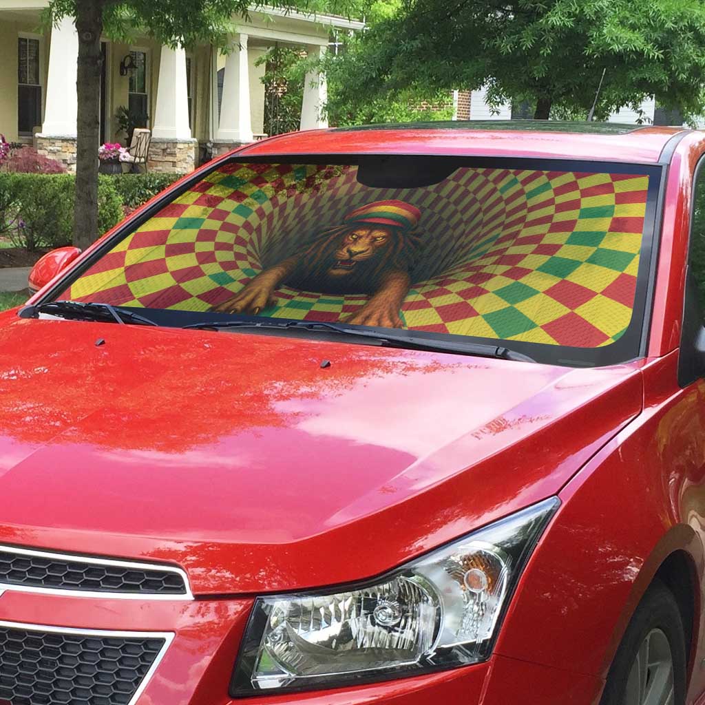 Jamaica Reggae Lion Auto Sun Shade Reggae Optical 3D Illusion - Wonder Print Shop
