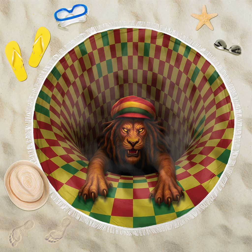Jamaica Reggae Lion Beach Blanket Reggae Optical 3D Illusion - Wonder Print Shop