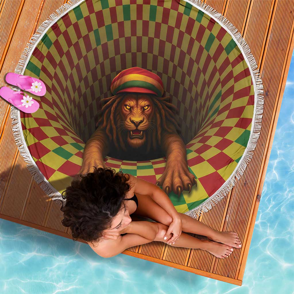 Jamaica Reggae Lion Beach Blanket Reggae Optical 3D Illusion - Wonder Print Shop