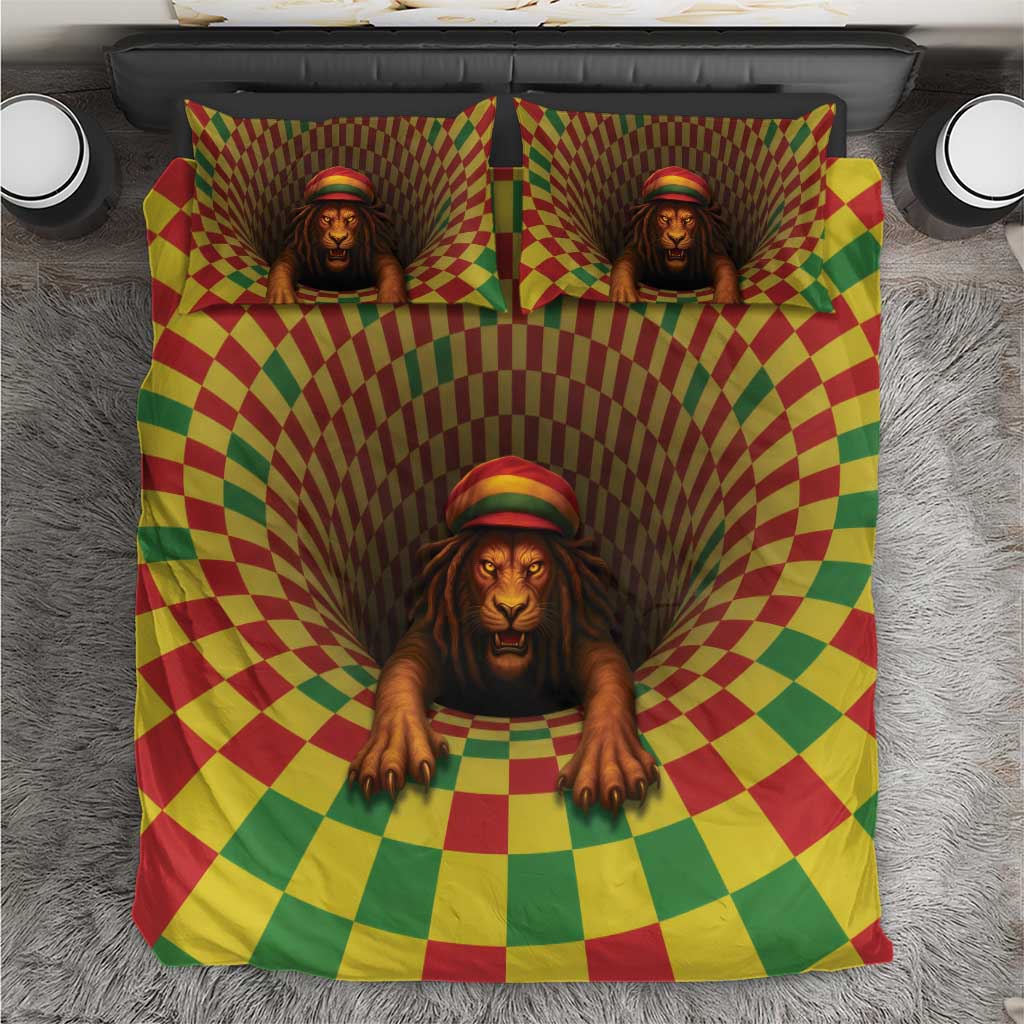 Jamaica Reggae Lion Bedding Set Reggae Optical 3D Illusion - Wonder Print Shop