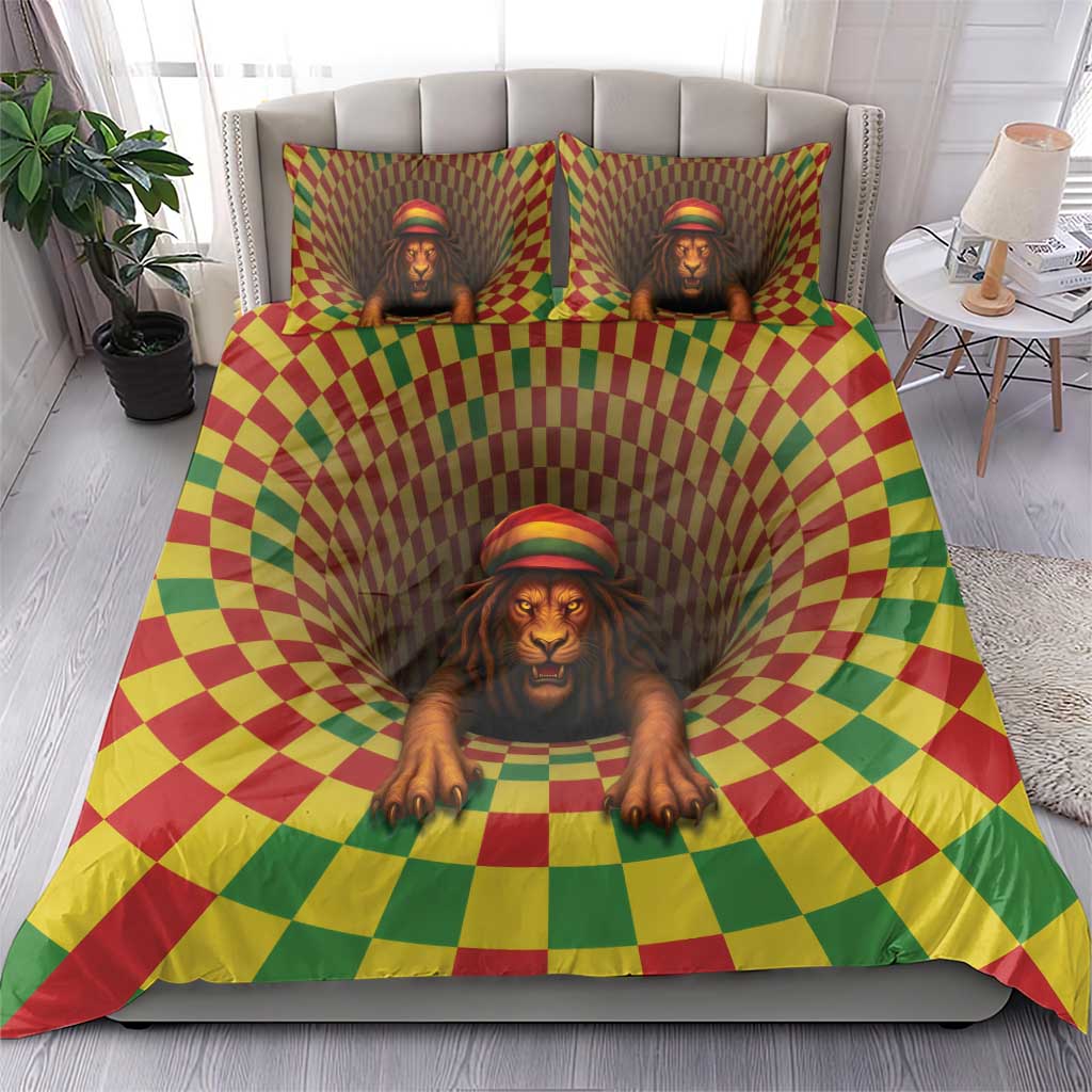 Jamaica Reggae Lion Bedding Set Reggae Optical 3D Illusion - Wonder Print Shop