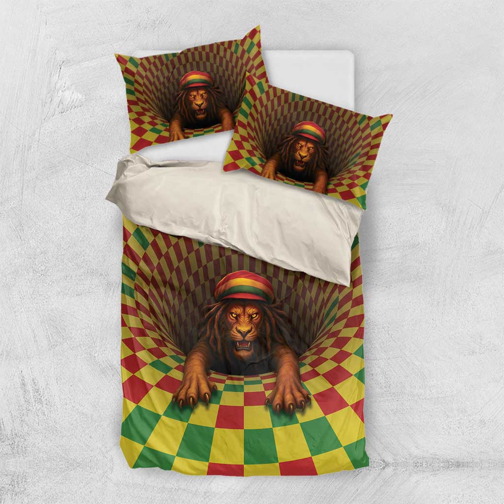 Jamaica Reggae Lion Bedding Set Reggae Optical 3D Illusion - Wonder Print Shop