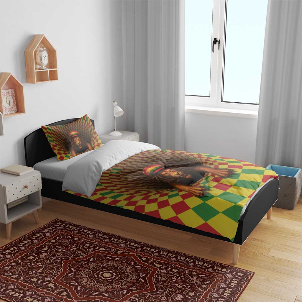 Jamaica Reggae Lion Bedding Set Reggae Optical 3D Illusion - Wonder Print Shop