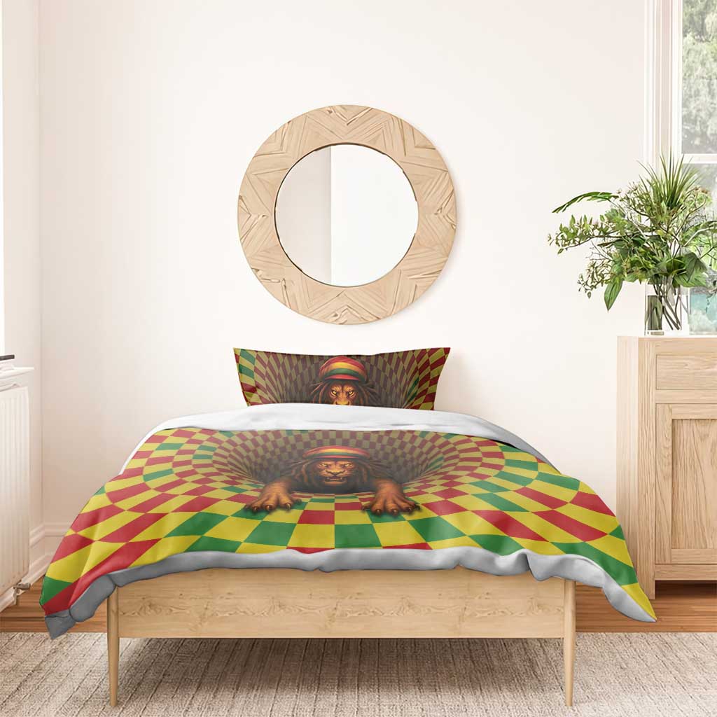 Jamaica Reggae Lion Bedding Set Reggae Optical 3D Illusion - Wonder Print Shop