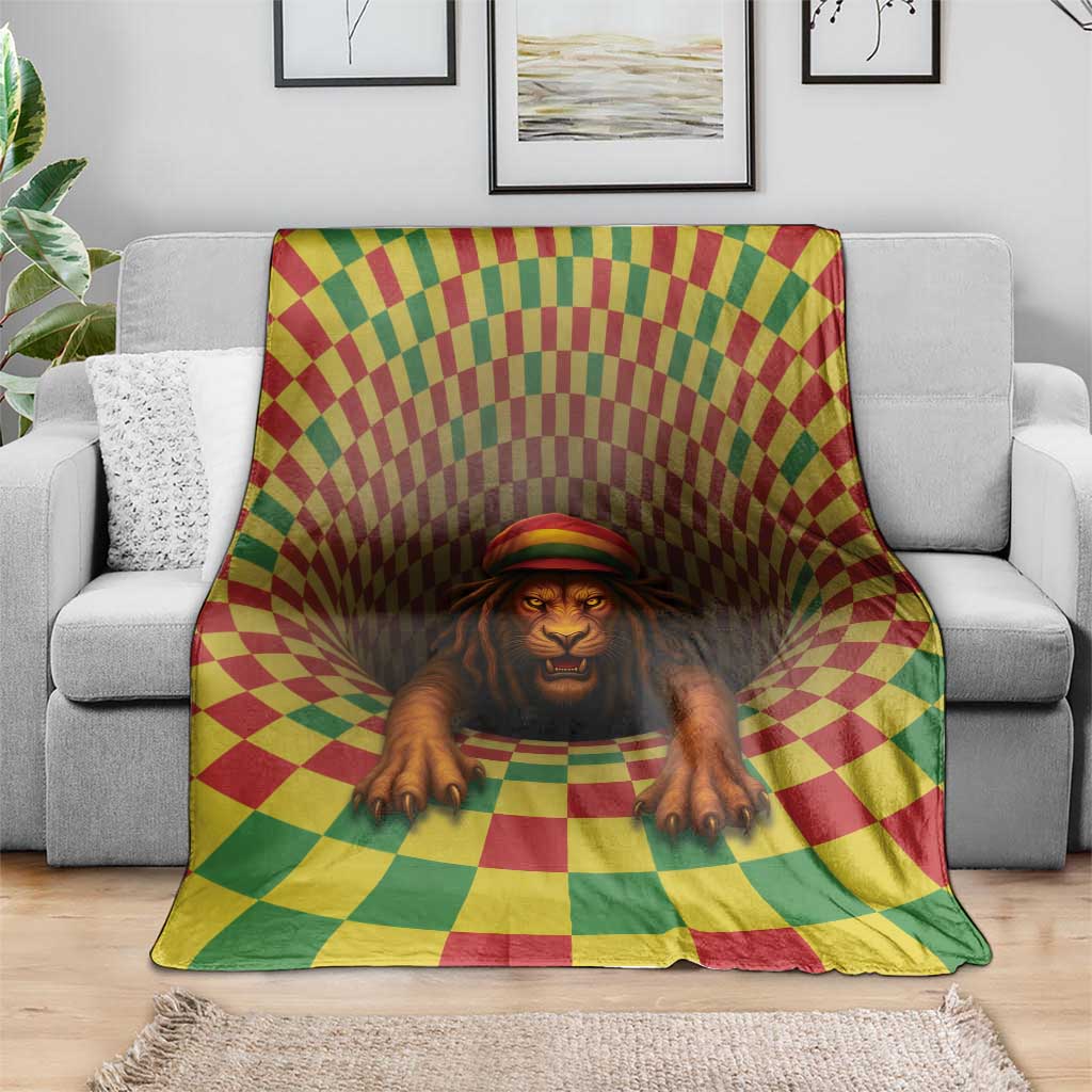 Jamaica Reggae Lion Blanket Reggae Optical 3D Illusion - Wonder Print Shop