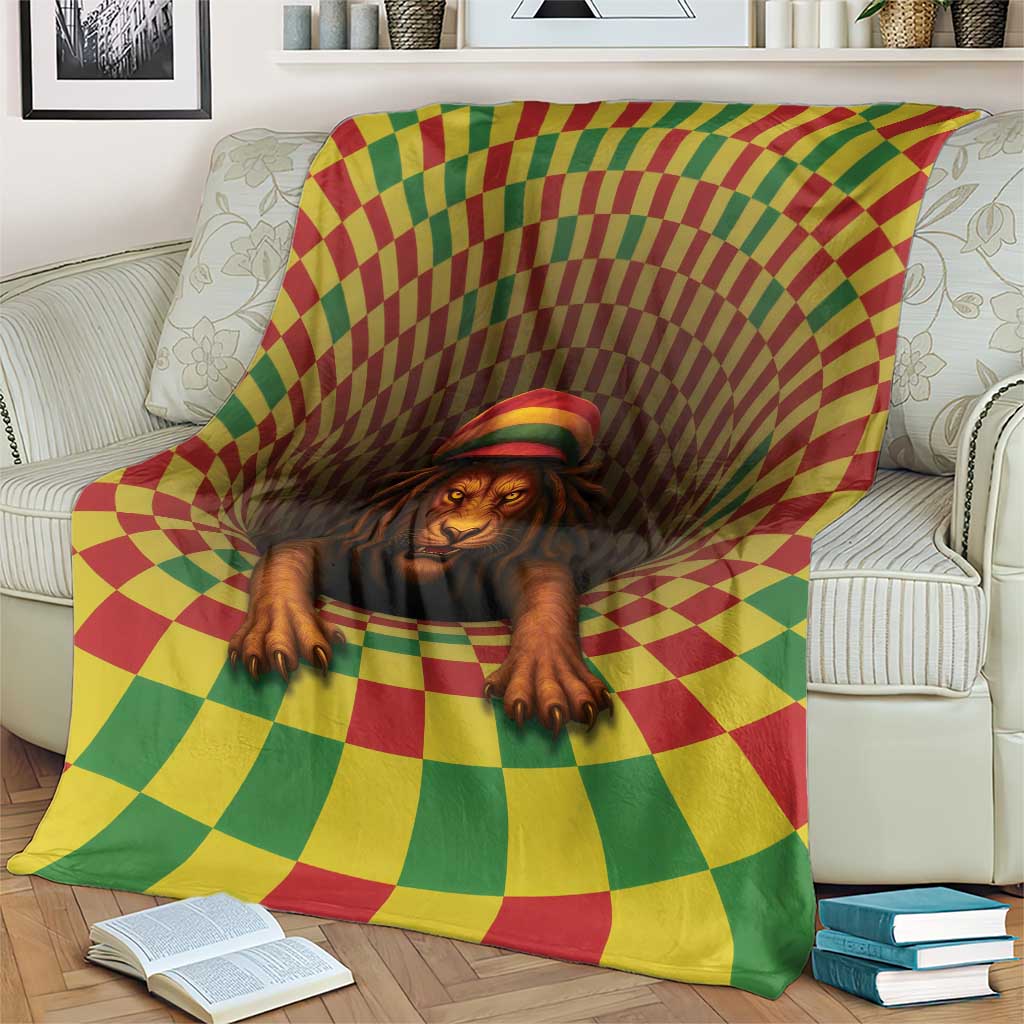 Jamaica Reggae Lion Blanket Reggae Optical 3D Illusion - Wonder Print Shop