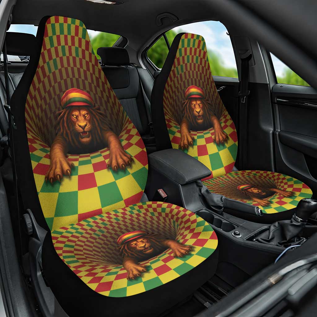 Jamaica Reggae Lion Car Seat Cover Reggae Optical 3D Illusion - Wonder Print Shop