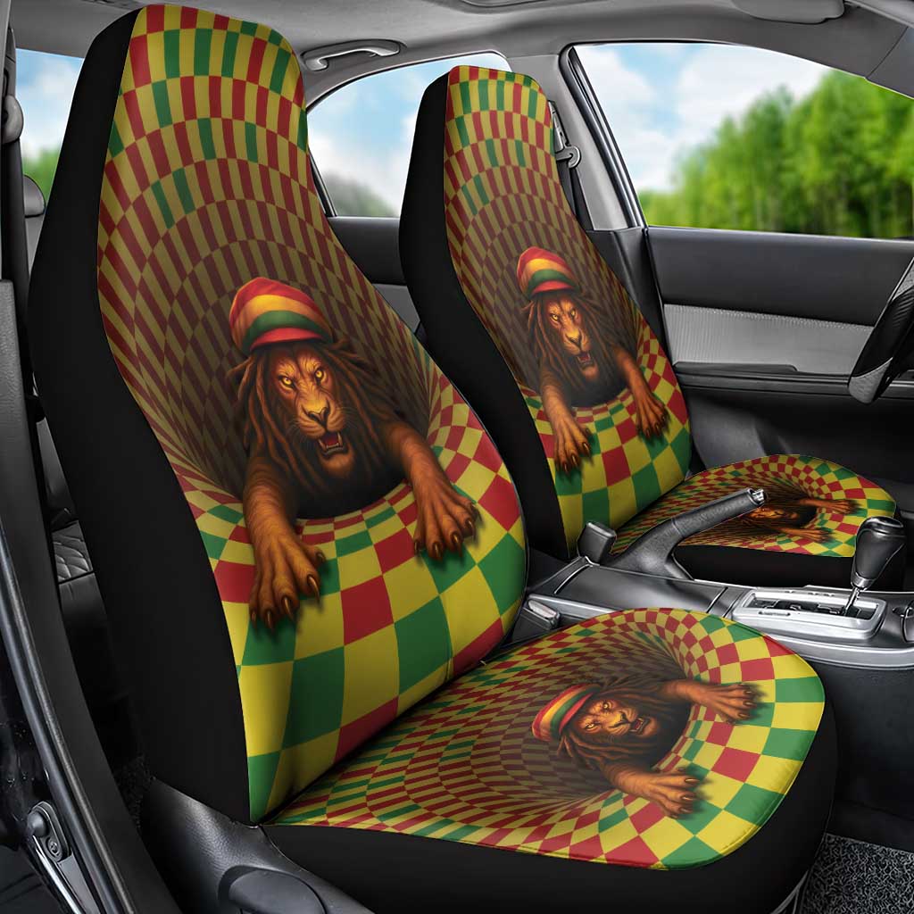 Jamaica Reggae Lion Car Seat Cover Reggae Optical 3D Illusion - Wonder Print Shop