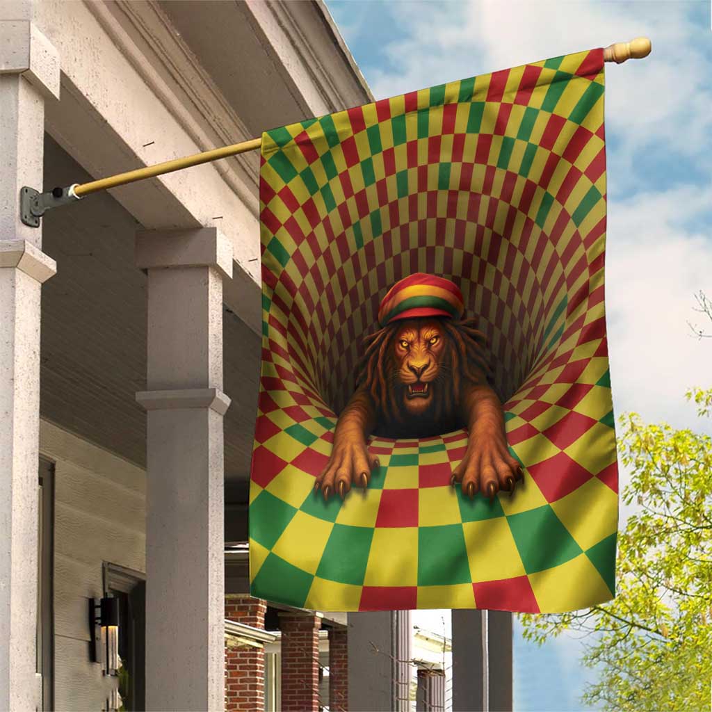 Jamaica Reggae Lion Garden Flag Reggae Optical 3D Illusion - Wonder Print Shop