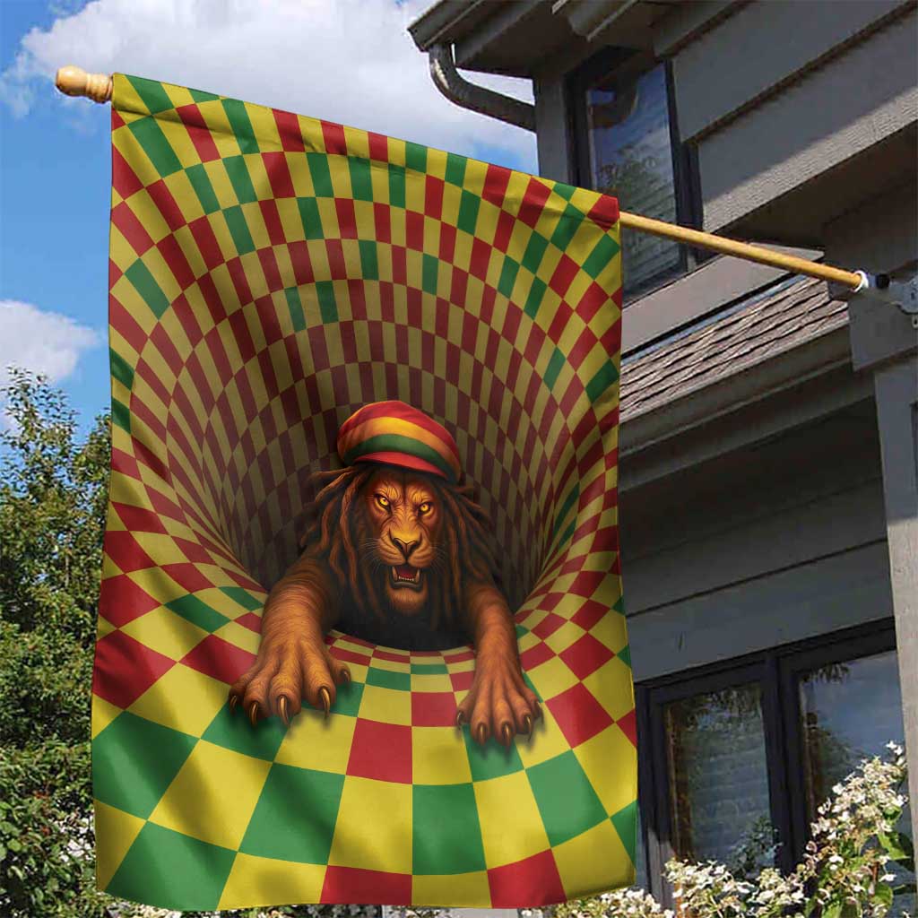 Jamaica Reggae Lion Garden Flag Reggae Optical 3D Illusion - Wonder Print Shop