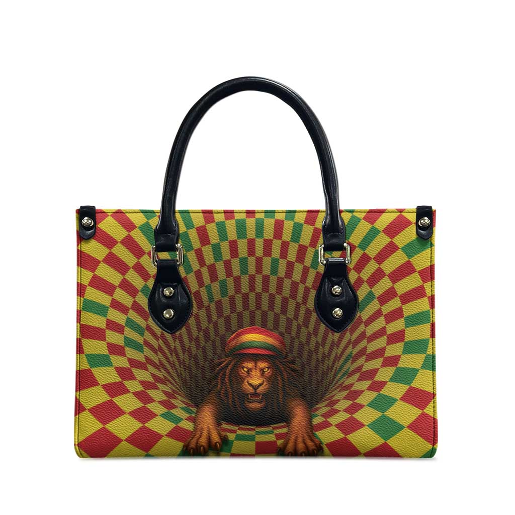Jamaica Reggae Lion Leather Bag Reggae Optical 3D Illusion - Wonder Print Shop