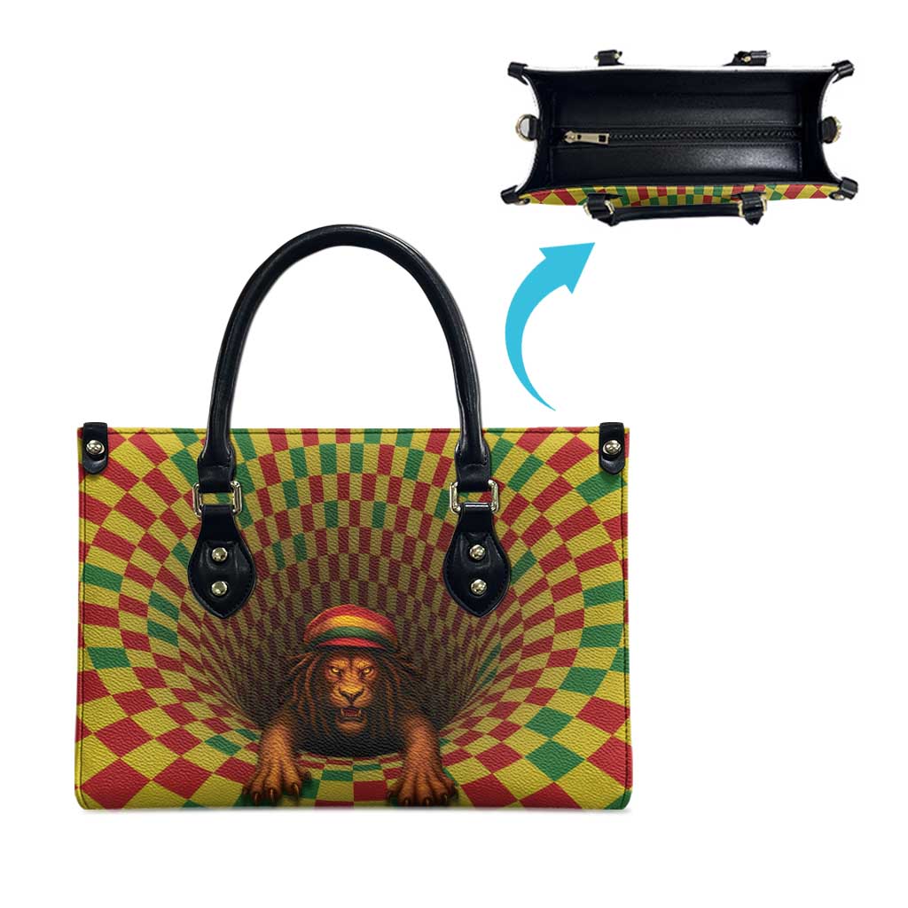 Jamaica Reggae Lion Leather Bag Reggae Optical 3D Illusion - Wonder Print Shop