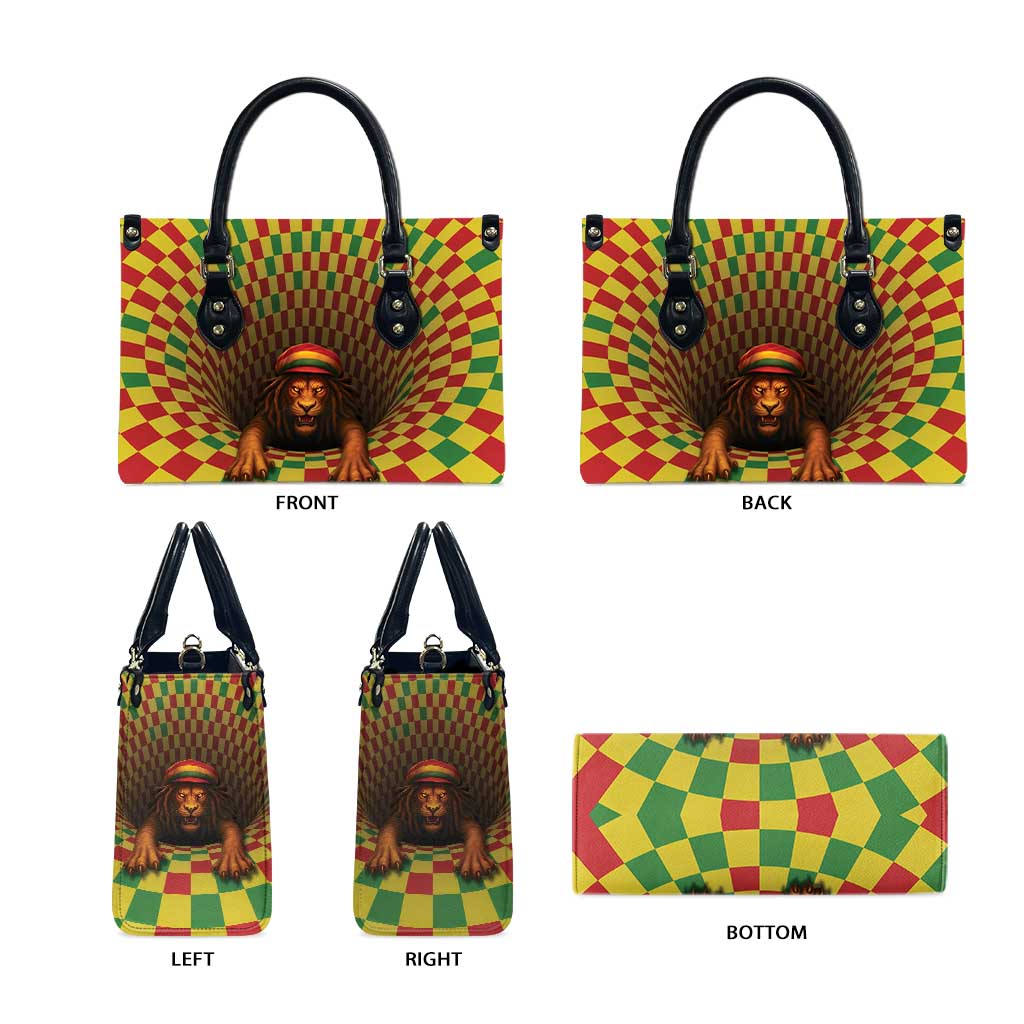 Jamaica Reggae Lion Leather Bag Reggae Optical 3D Illusion - Wonder Print Shop