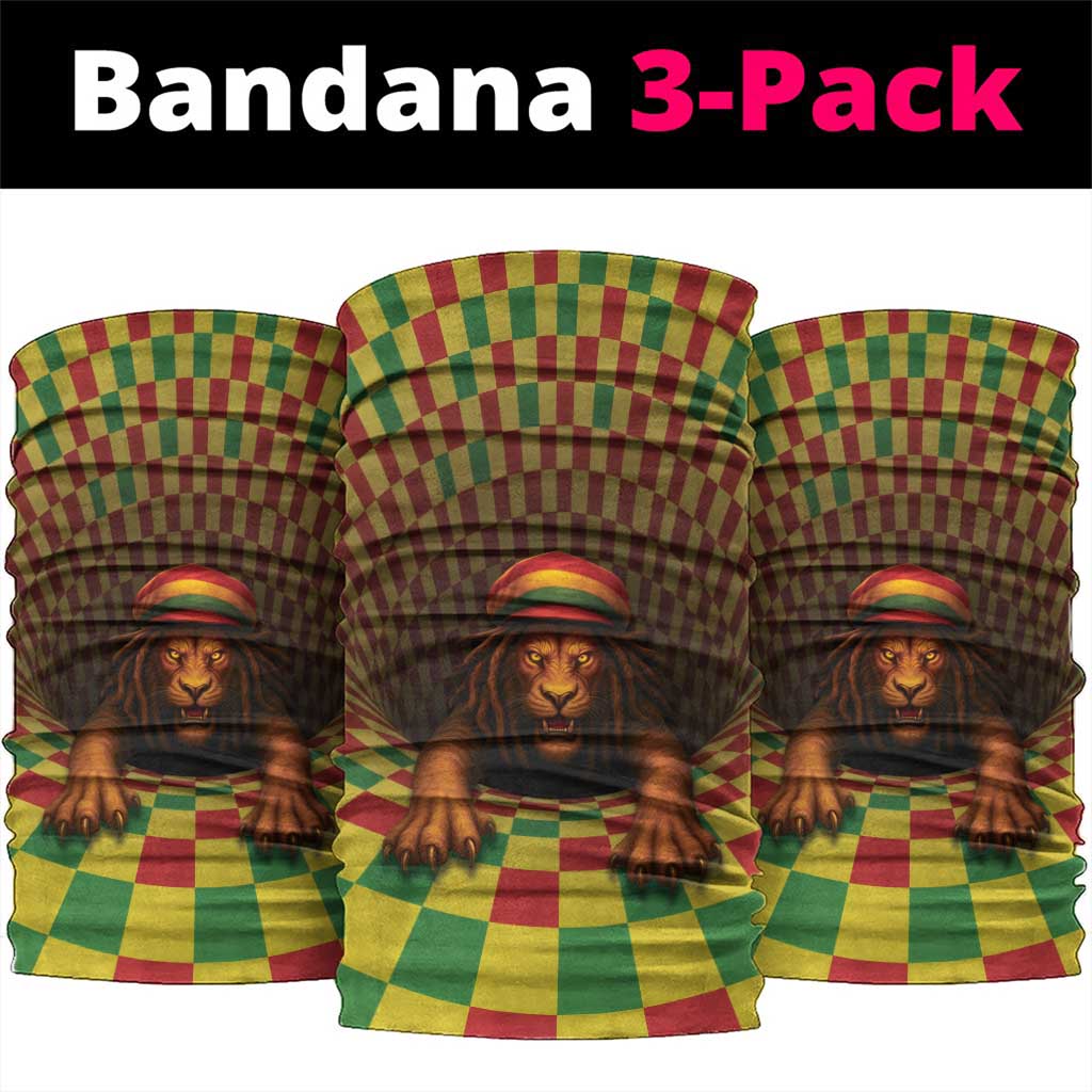 Jamaica Reggae Lion Neck Gaiter Reggae Optical 3D Illusion - Wonder Print Shop