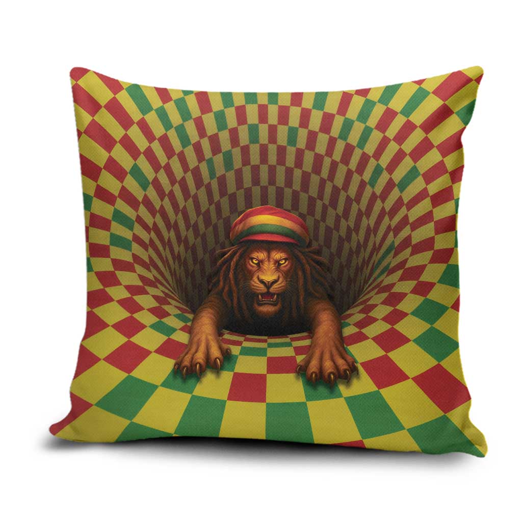 Jamaica Reggae Lion Pillow Cover Reggae Optical 3D Illusion - Wonder Print Shop