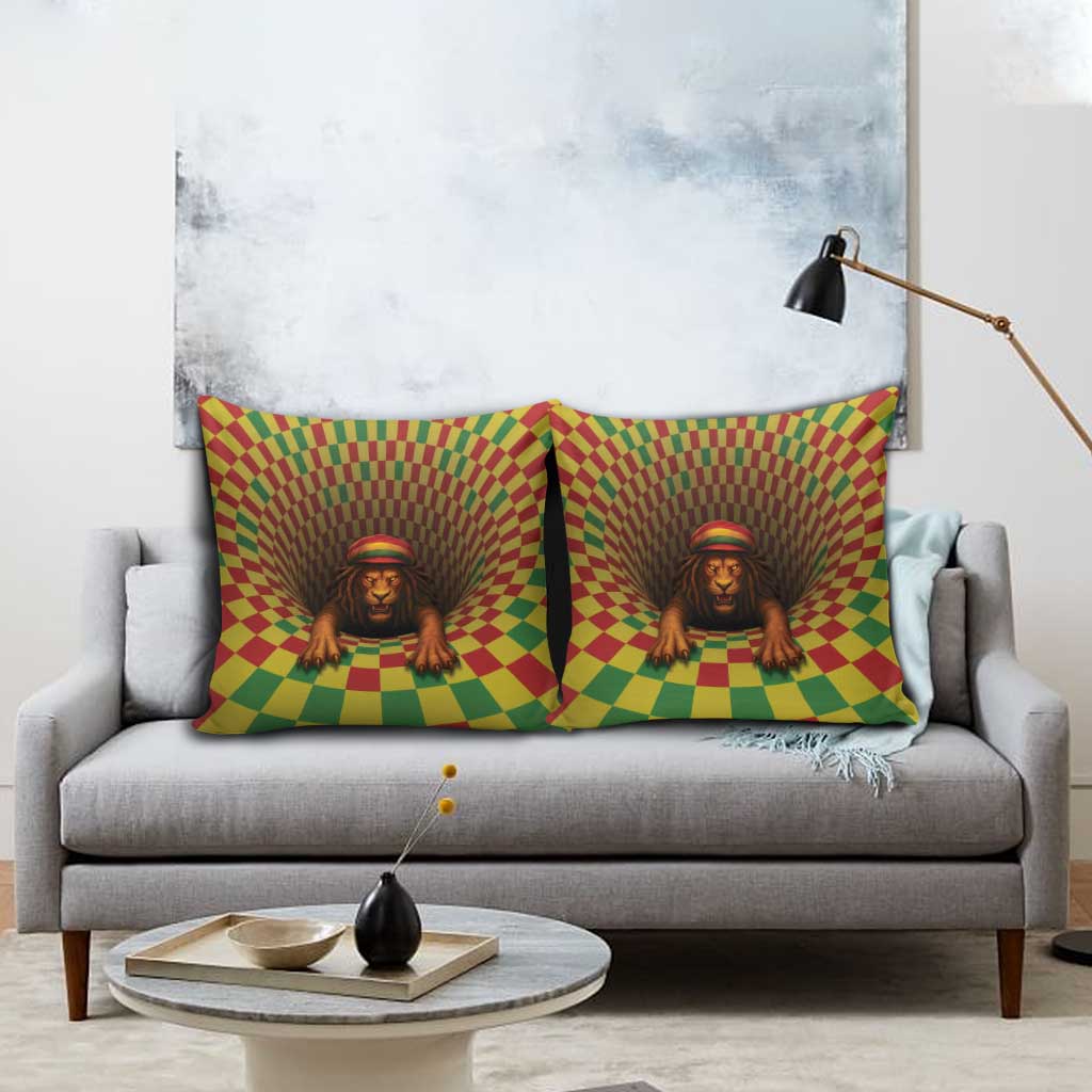 Jamaica Reggae Lion Pillow Cover Reggae Optical 3D Illusion - Wonder Print Shop