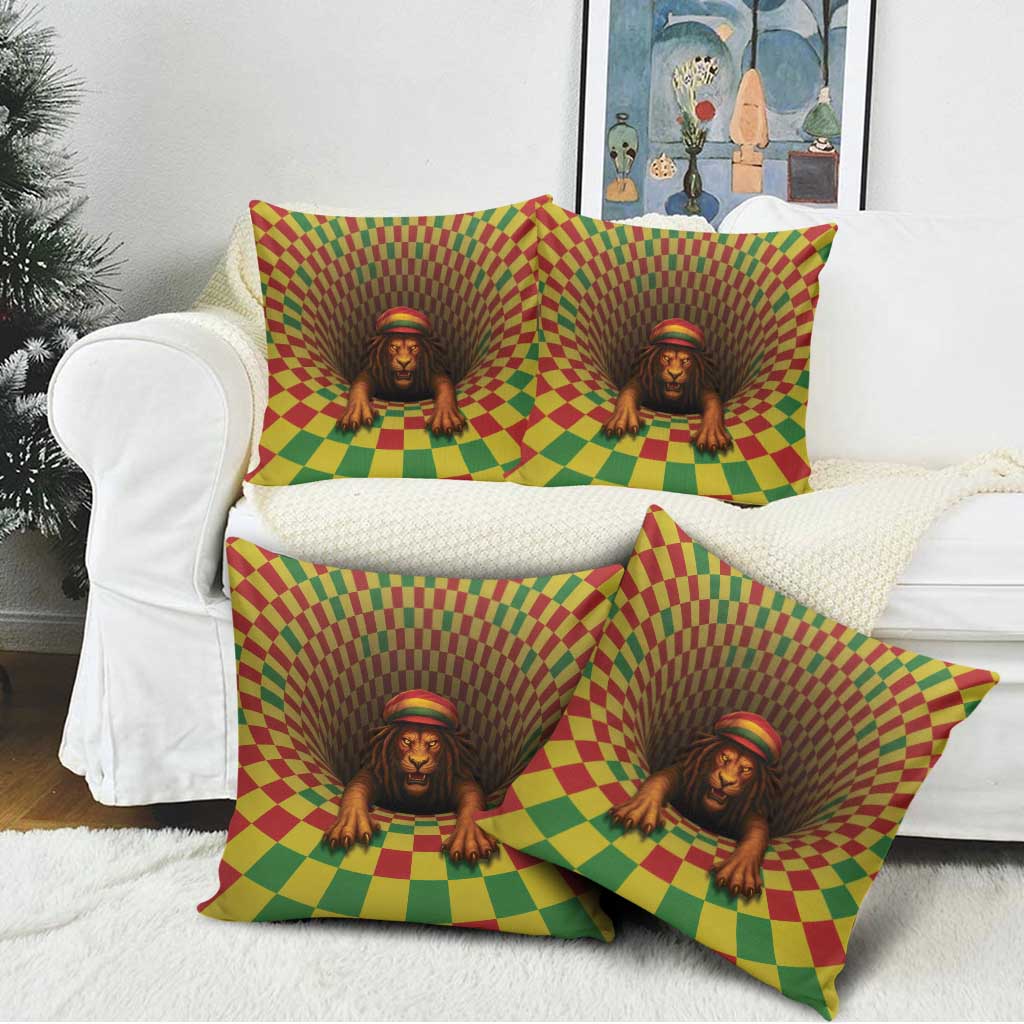 Jamaica Reggae Lion Pillow Cover Reggae Optical 3D Illusion - Wonder Print Shop