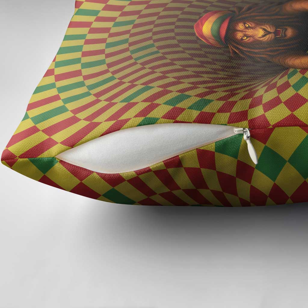 Jamaica Reggae Lion Pillow Cover Reggae Optical 3D Illusion - Wonder Print Shop