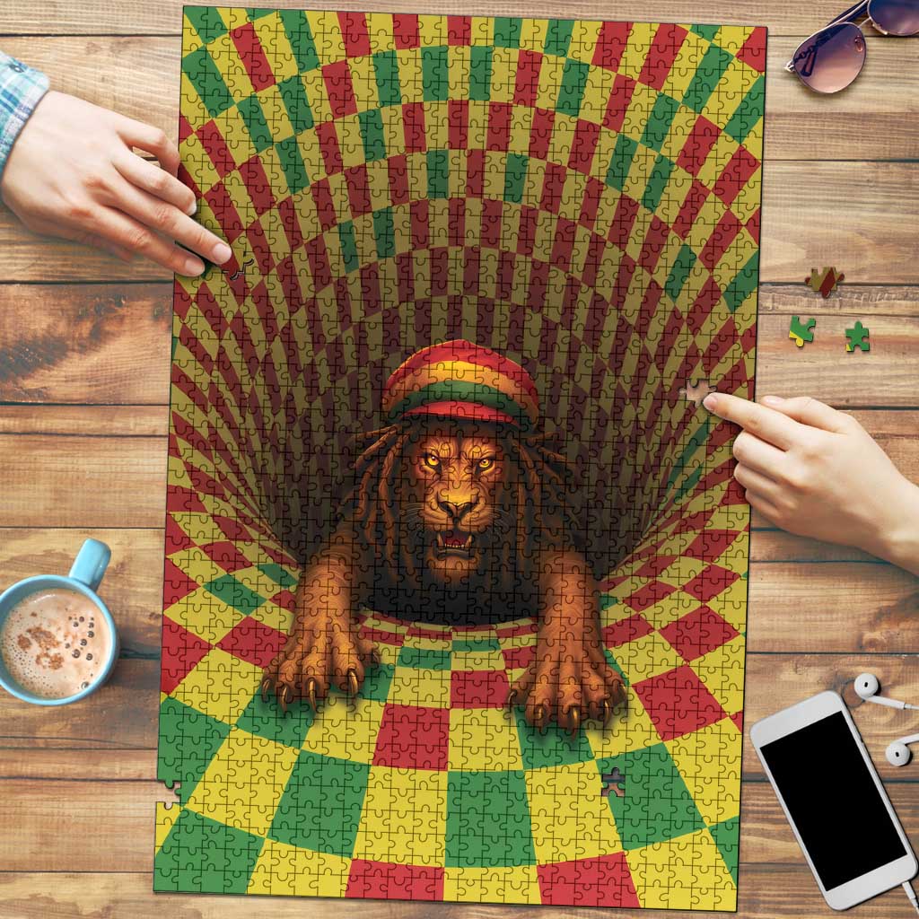 Jamaica Reggae Lion Puzzle Reggae Optical 3D Illusion - Wonder Print Shop