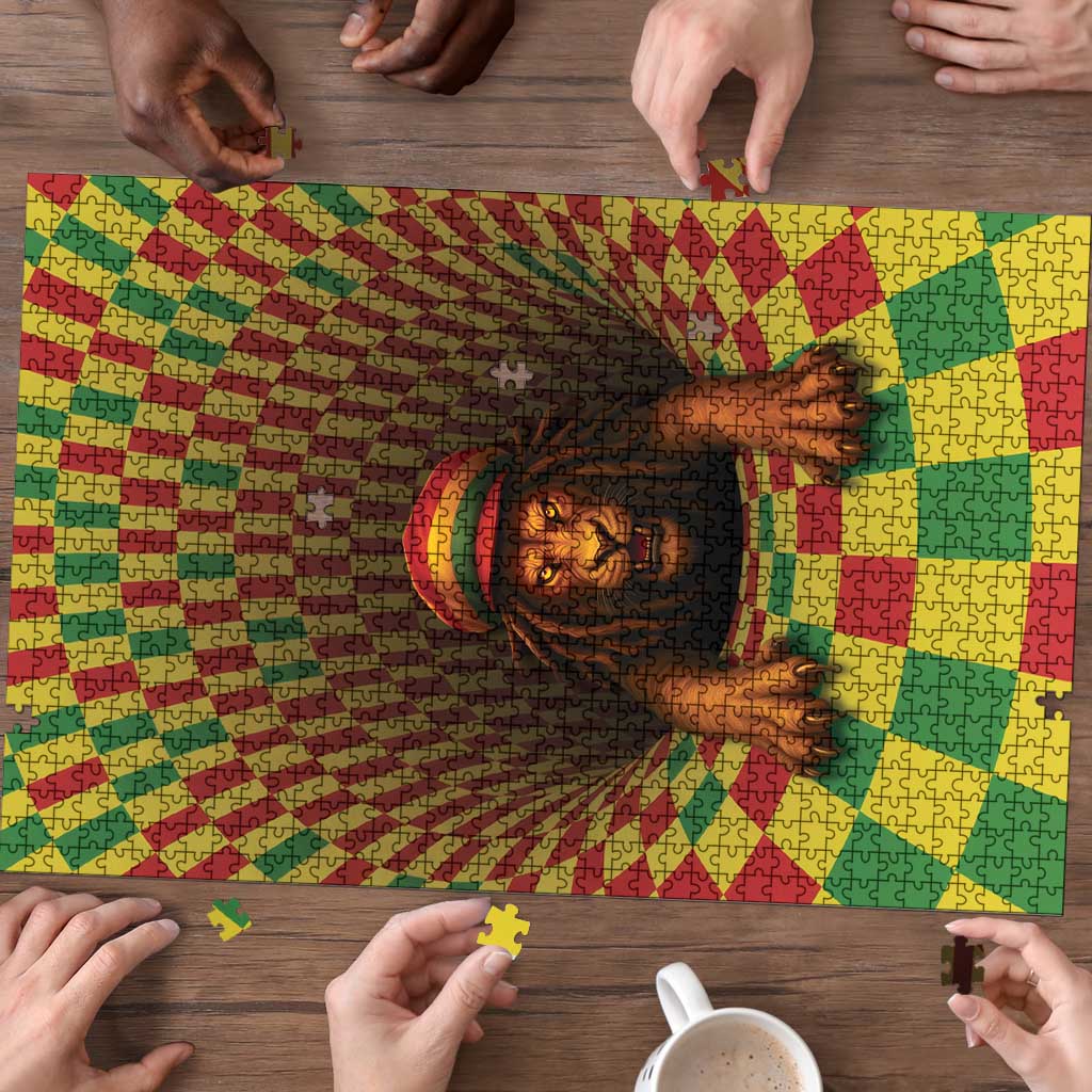 Jamaica Reggae Lion Puzzle Reggae Optical 3D Illusion - Wonder Print Shop