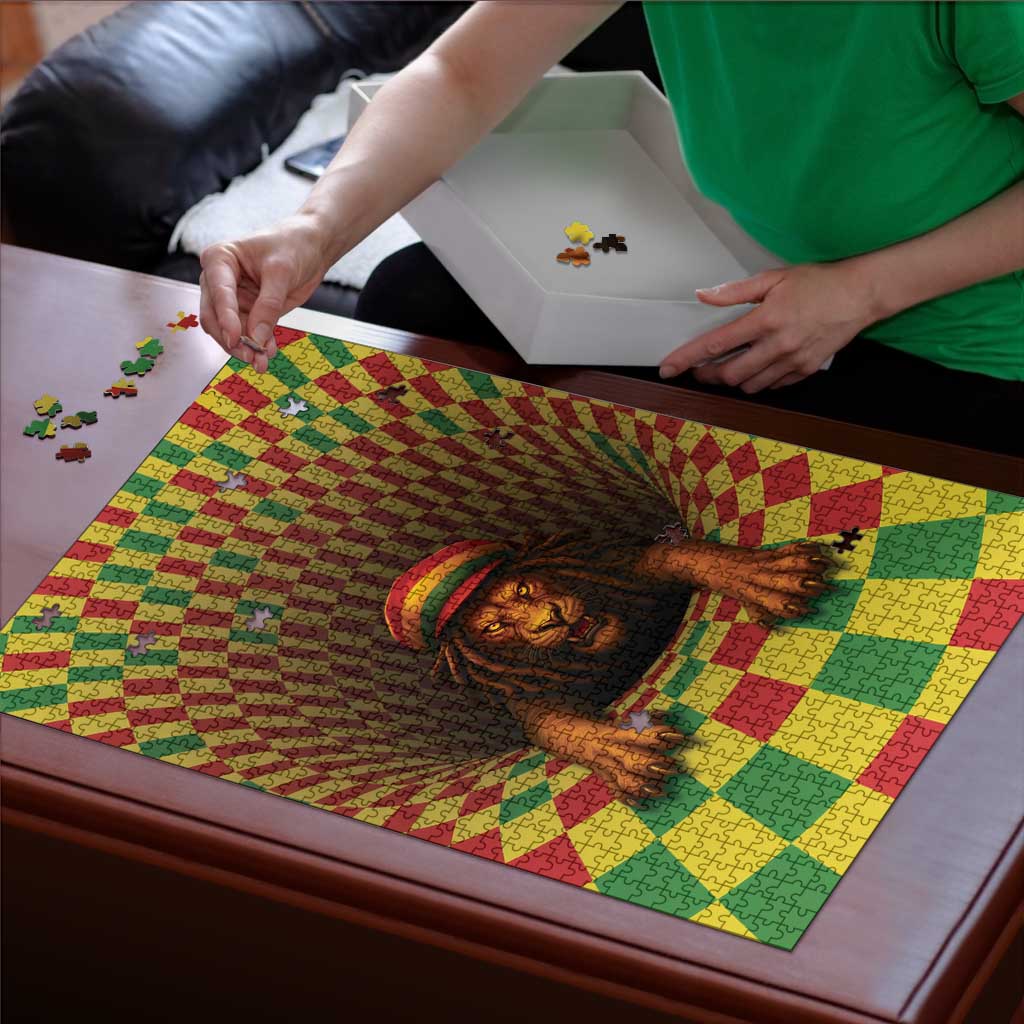 Jamaica Reggae Lion Puzzle Reggae Optical 3D Illusion - Wonder Print Shop