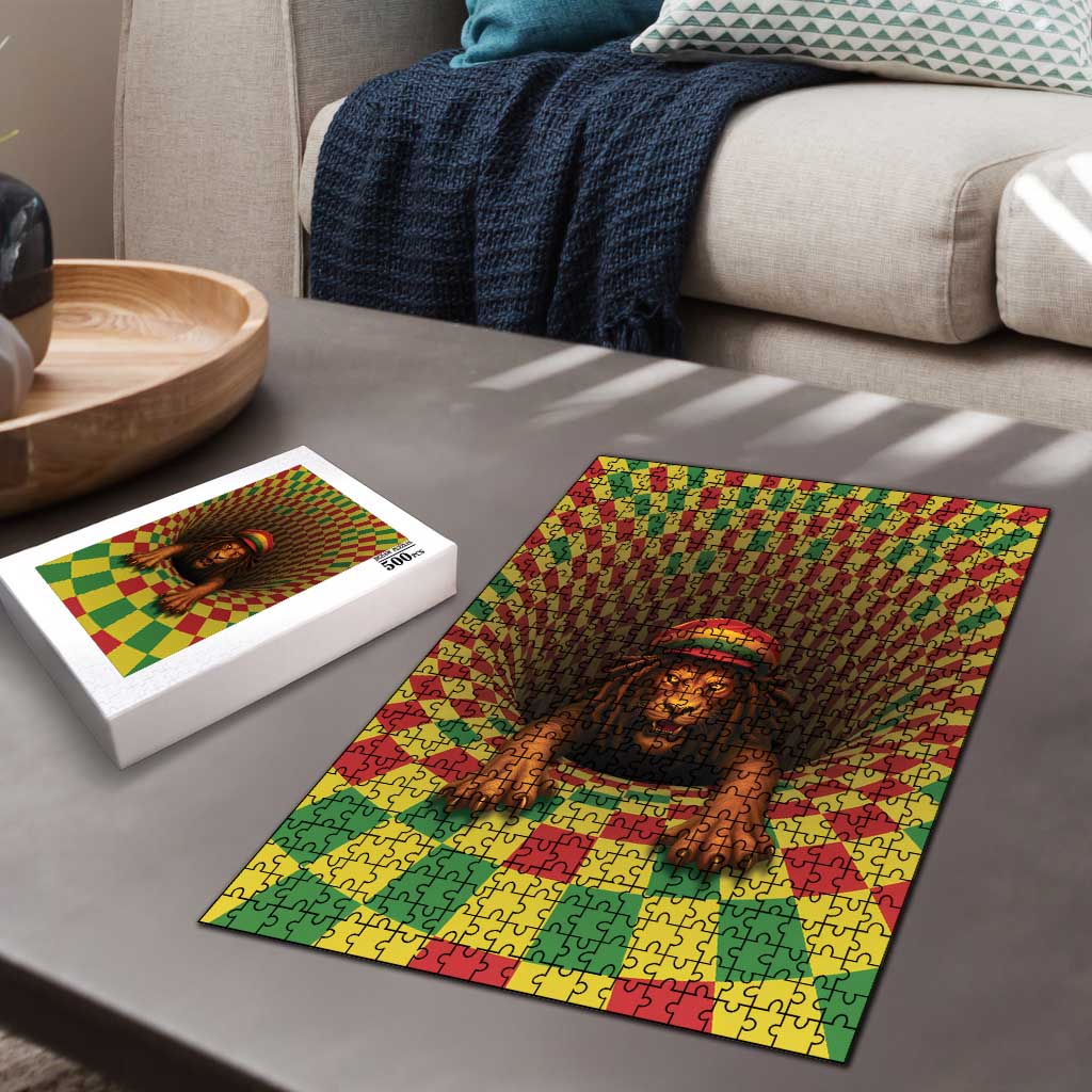 Jamaica Reggae Lion Puzzle Reggae Optical 3D Illusion - Wonder Print Shop
