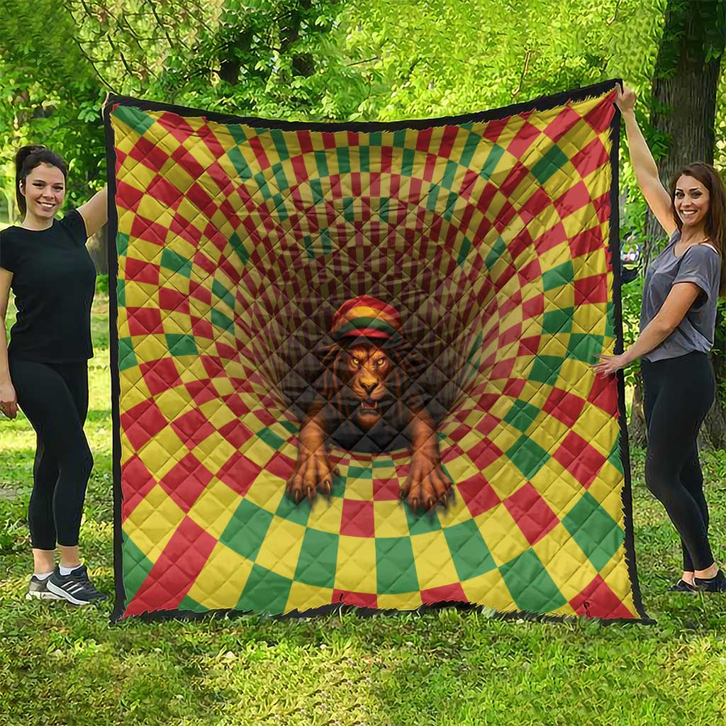 Jamaica Reggae Lion Quilt Reggae Optical 3D Illusion - Wonder Print Shop