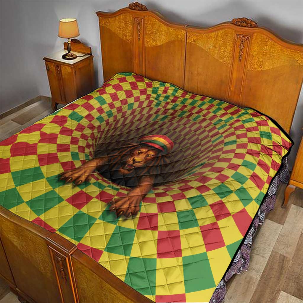 Jamaica Reggae Lion Quilt Reggae Optical 3D Illusion - Wonder Print Shop