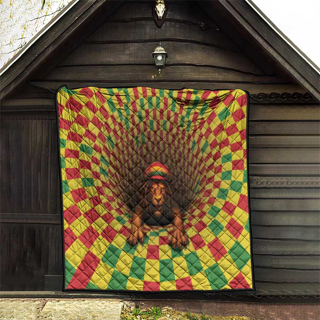 Jamaica Reggae Lion Quilt Reggae Optical 3D Illusion - Wonder Print Shop