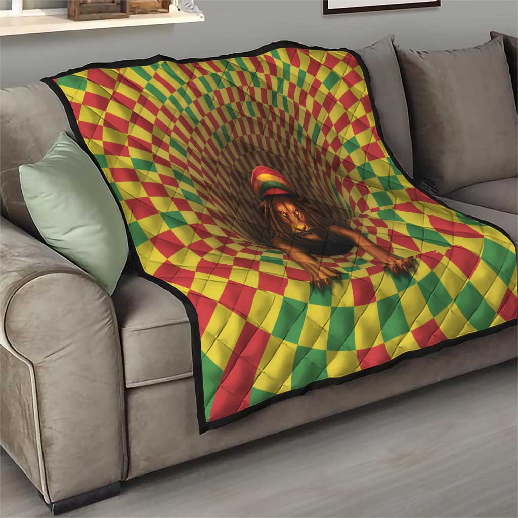 Jamaica Reggae Lion Quilt Reggae Optical 3D Illusion - Wonder Print Shop