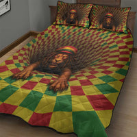 Jamaica Reggae Lion Quilt Bed Set Reggae Optical 3D Illusion - Wonder Print Shop