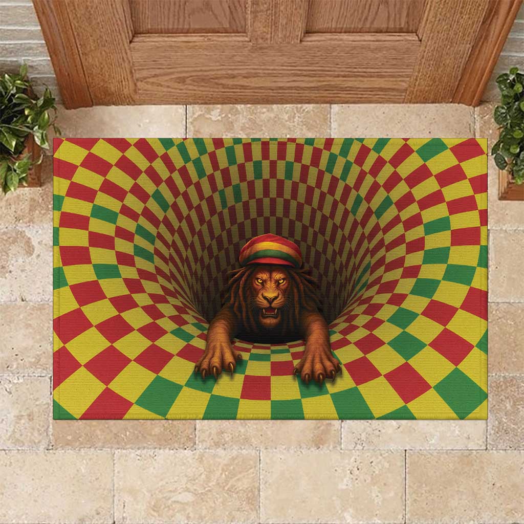 Jamaica Reggae Lion Rubber Doormat Reggae Optical 3D Illusion - Wonder Print Shop
