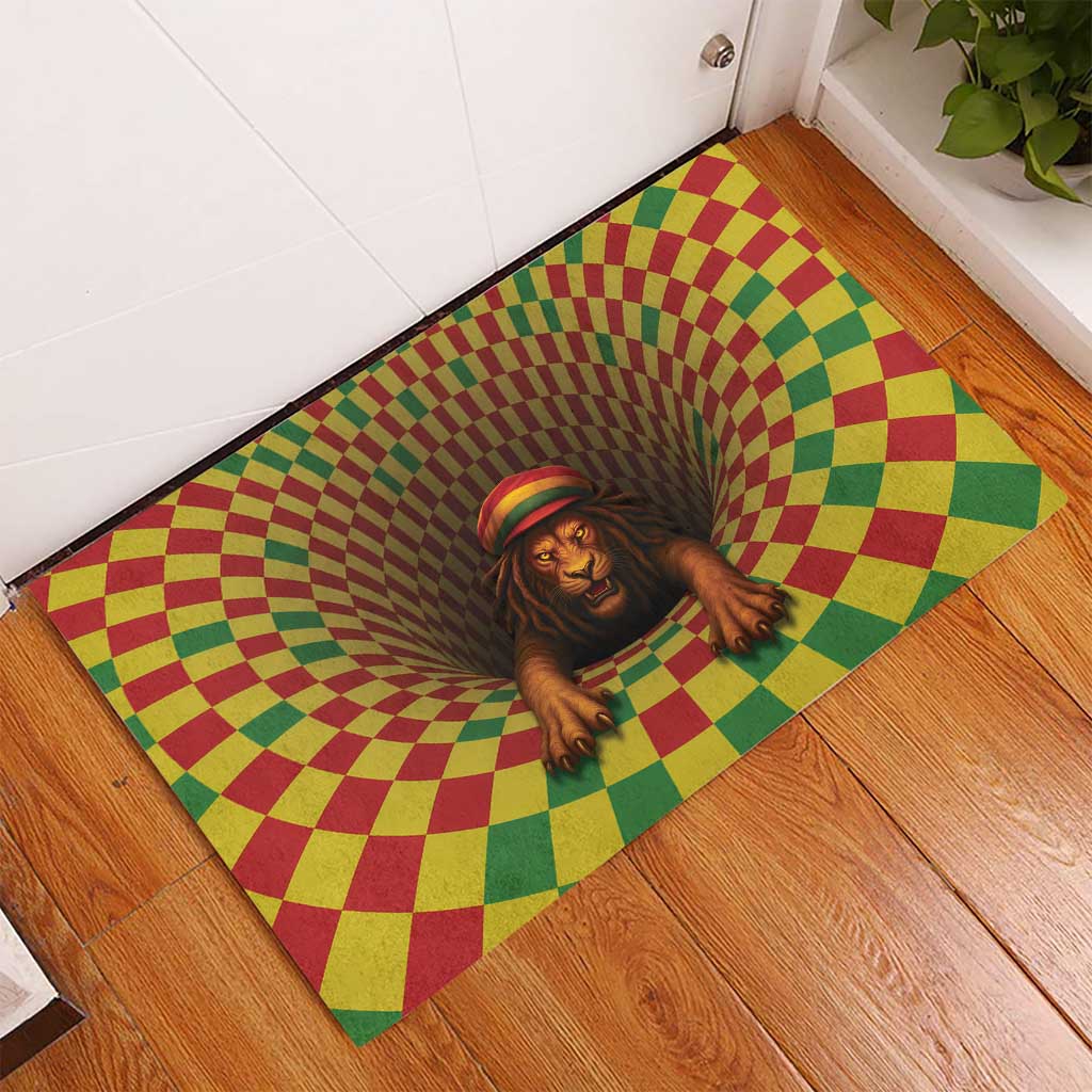 Jamaica Reggae Lion Rubber Doormat Reggae Optical 3D Illusion - Wonder Print Shop