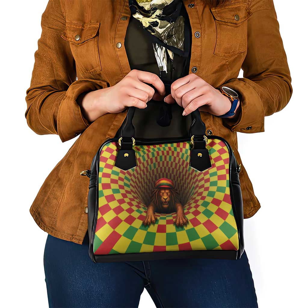Jamaica Reggae Lion Shoulder Handbag Reggae Optical 3D Illusion - Wonder Print Shop