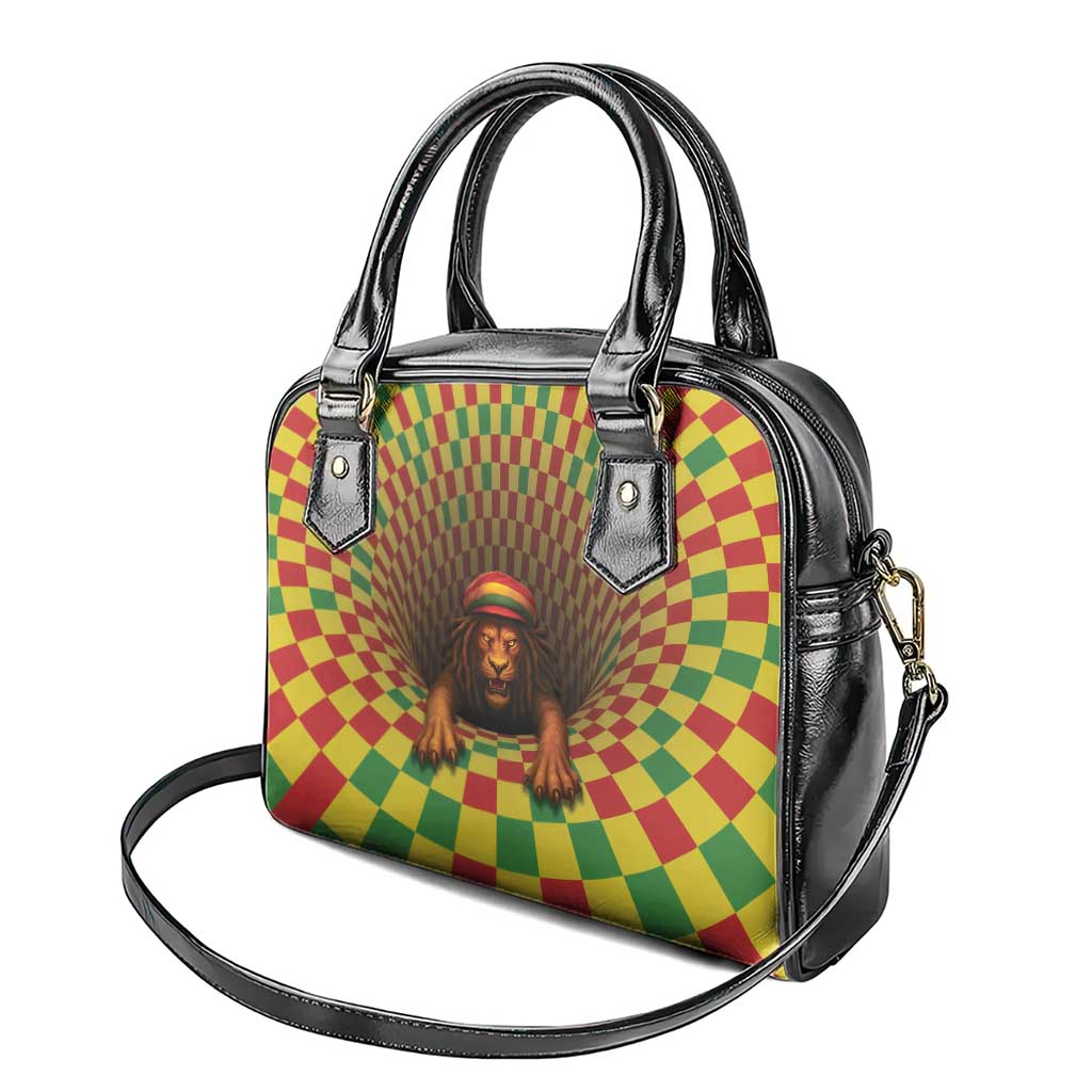 Jamaica Reggae Lion Shoulder Handbag Reggae Optical 3D Illusion - Wonder Print Shop